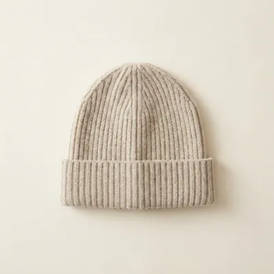 Ribbed Knit Sauna Beanie in oat