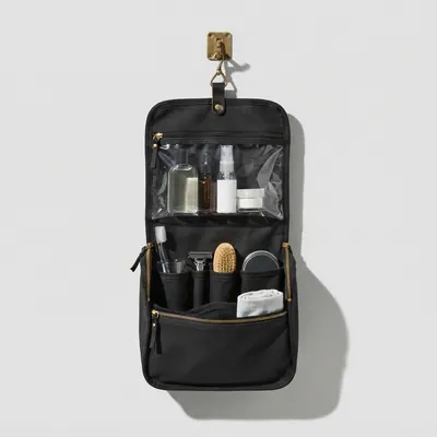Hanging Toiletry Kit in black canvas