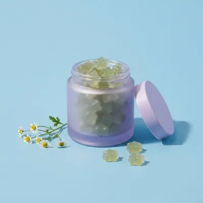 Wind-Down Gummies on a sky blue background