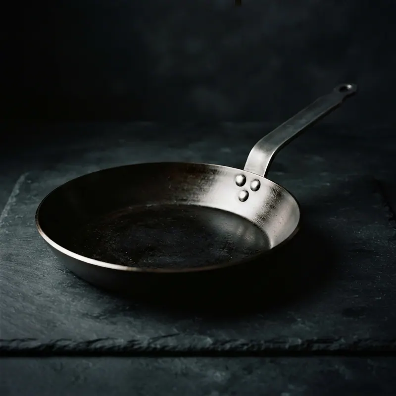 Carbon steel skillet, studio photograph